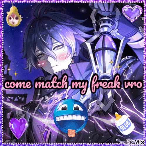 A Picture Of A Boy With The Words Come Match My Freak Vino On The Bottom GIF