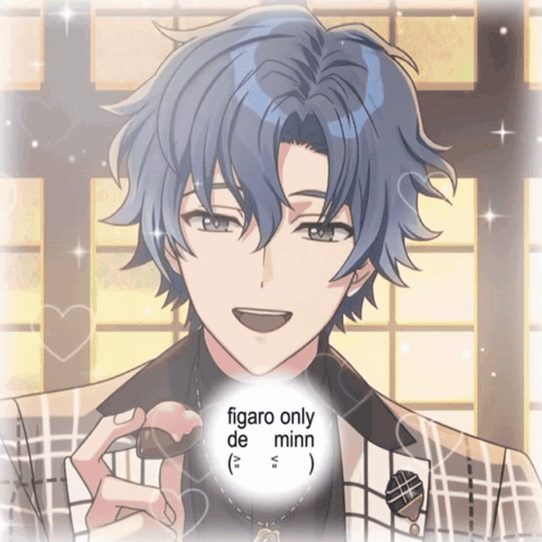 A Picture Of A Boy With The Words Figaro Only De Minn Written On It GIF