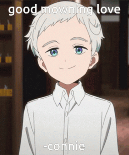 A Picture Of A Boy With The Words Good Mowing Love -Connie GIF