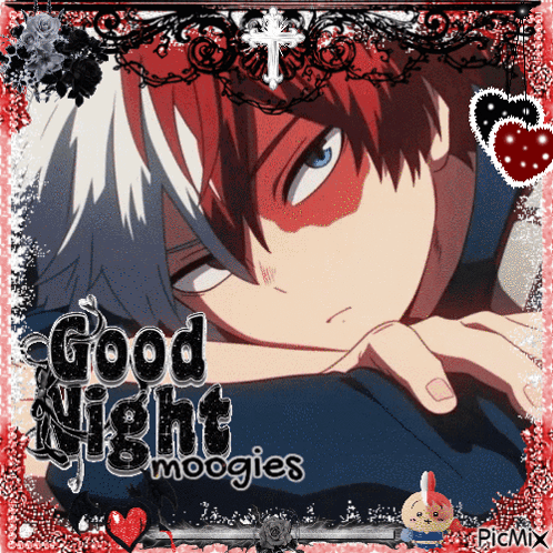 A Picture Of A Boy With The Words Good Night Moogies On The Bottom GIF