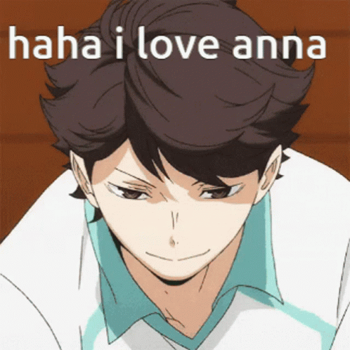 A Picture Of A Boy With The Words " Haha I Love Anna " Written On It GIF