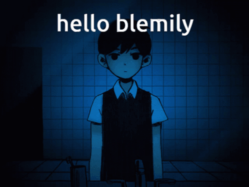 a picture of a boy with the words hello blemily written above him
