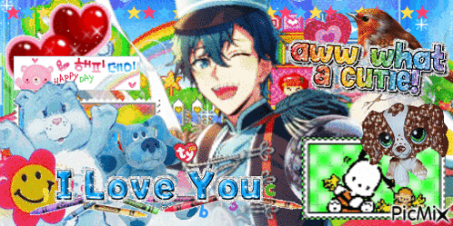 A Picture Of A Boy With The Words I Love You GIF