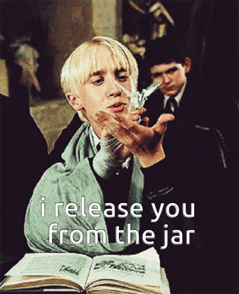 A Picture Of A Boy With The Words I Release You From The Jar On The Bottom GIF