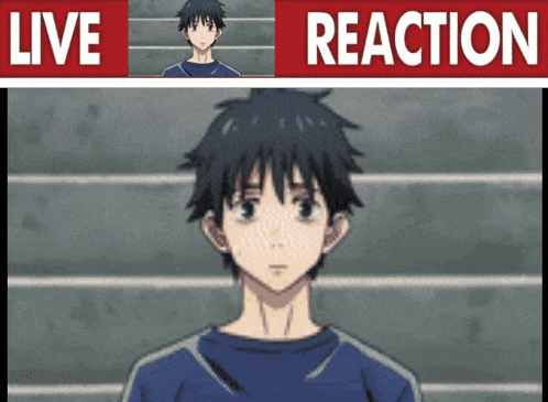 A Picture Of A Boy With The Words Live Reaction On The Bottom GIF