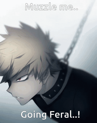 A Picture Of A Boy With The Words Muzzle Me Going Feral On It GIF