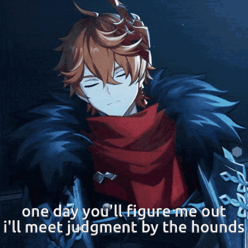 A Picture Of A Boy With The Words One Day You 'Ll Figure Me Out I 'Ll Meet Judgment By The Hound GIF