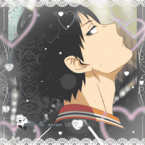 A Picture Of A Boy With The Words Only De Aeron On The Bottom Right GIF