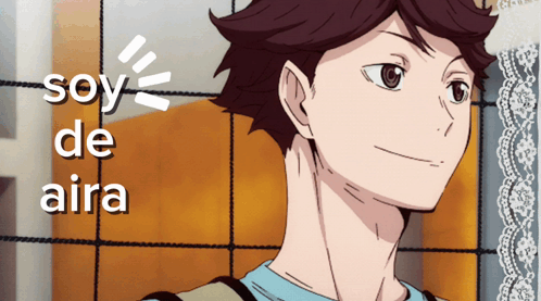 A Picture Of A Boy With The Words Soy De Aira On The Bottom Right GIF