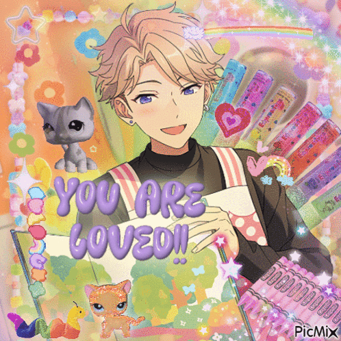 A Picture Of A Boy With The Words You Are Loved GIF