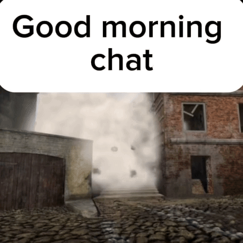 A Picture Of A Brick Building With Smoke Coming Out Of It Says Good Morning Chat GIF