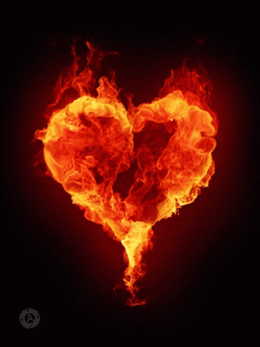 A Picture Of A Burning Heart With The Letter A On The Bottom Right GIF
