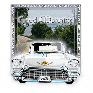 A Picture Of A Cadillac With The Words Good Morning GIF