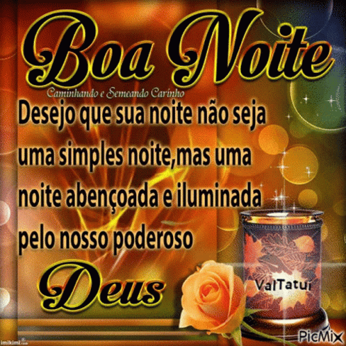 A Picture Of A Candle With The Words Boa Noite Written Above It GIF