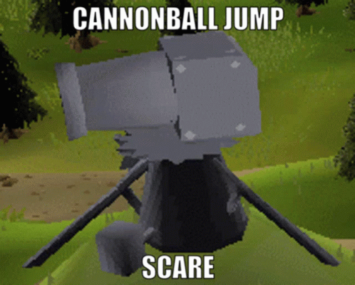 A Picture Of A Cannonball Jump That Says Scare On It GIF