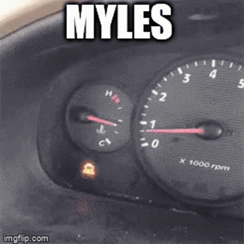 A Picture Of A Car Dashboard With The Words Myles Written On It GIF
