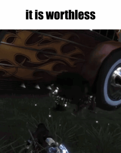 A Picture Of A Car That Says It Is Worthless On It GIF