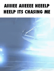 A Picture Of A Car With The Words Aiiiiee Aiieeee Heelp Heelp Its Chasing Me Written On It GIF