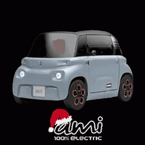 A Picture Of A Car With The Words Ami 100 % Electric On The Bottom GIF
