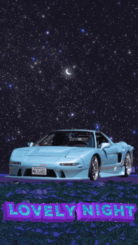 A Picture Of A Car With The Words Lovely Night On It GIF