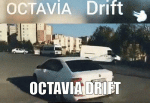 A Picture Of A Car With The Words Octavia Drift On The Bottom GIF
