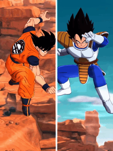 A Picture Of A Cartoon Character Called Goku And Vegeta GIF