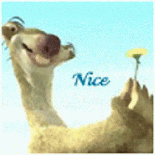 A Picture Of A Cartoon Character Holding A Flower With The Word Nice Written On It GIF