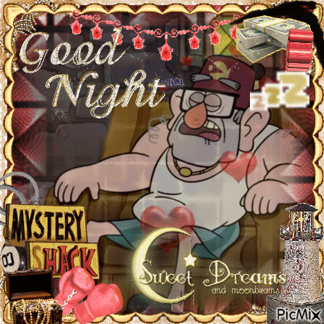 A Picture Of A Cartoon Character Says Good Night Sweet Dreams GIF