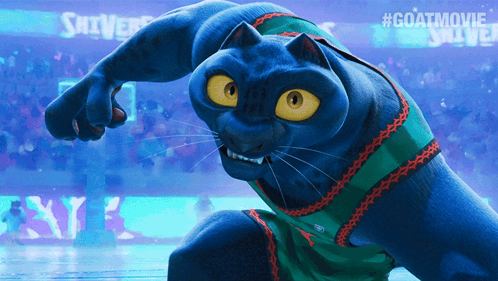 A Picture Of A Cartoon Character With A #Goatmovie Hashtag On The Bottom GIF