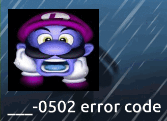 A Picture Of A Cartoon Character With A Purple Hat And Mustache And The Words 0502 Error Code GIF