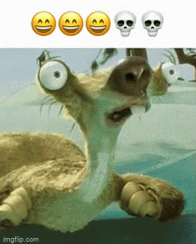 A Picture Of A Cartoon Character With Skulls Behind It GIF