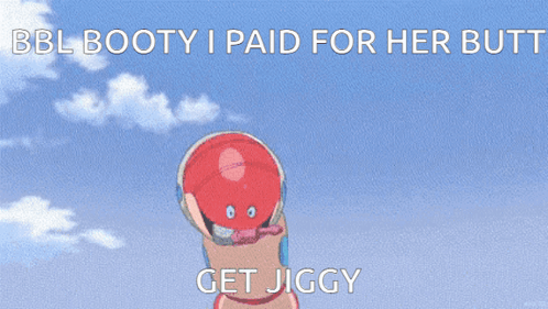 A Picture Of A Cartoon Character With The Caption " Bbl Booty I Paid For Her Butt " GIF