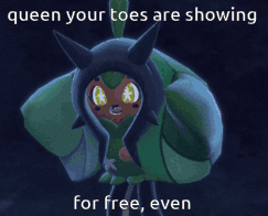 A Picture Of A Cartoon Character With The Caption Queen Your Toes Are Showing For Free Even GIF