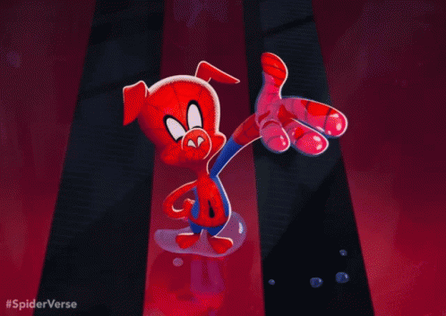 A Picture Of A Cartoon Character With The Hashtag #Spiderverse On The Bottom GIF