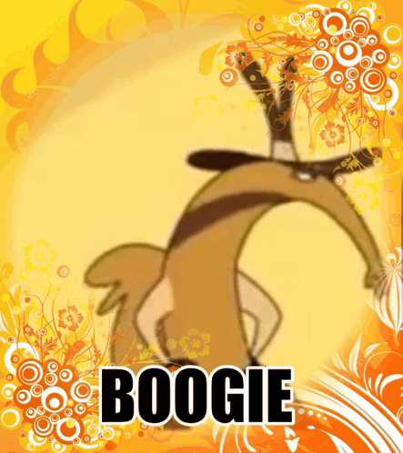 A Picture Of A Cartoon Character With The Name Boogie On The Bottom GIF