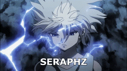 A Picture Of A Cartoon Character With The Name Seraphz On It GIF