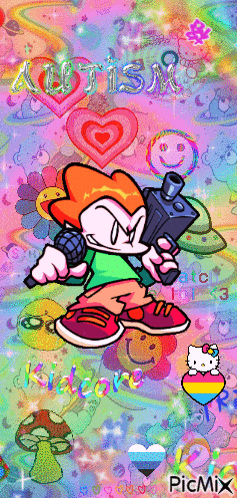 A Picture Of A Cartoon Character With The Word Autism In The Background GIF