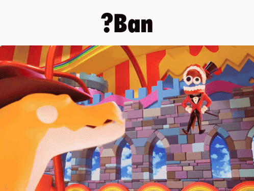 A Picture Of A Cartoon Character With The Word Ban On The Top GIF