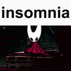 a picture of a cartoon character with the word insomnia written above it