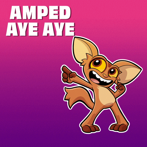 A Picture Of A Cartoon Character With The Words Amped Aye Aye Above It GIF