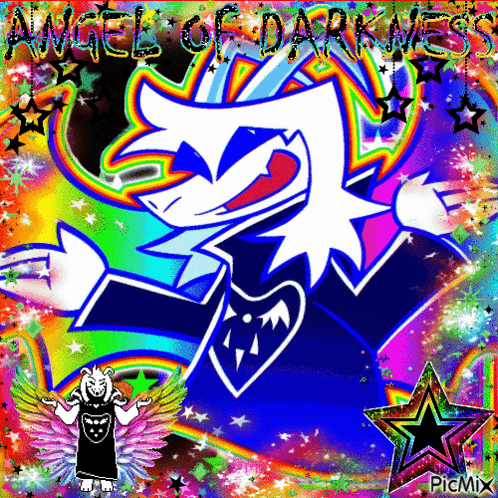 Cartoon Character With Angel Of Darkness Text GIF