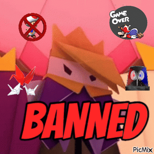 A Picture Of A Cartoon Character With The Words Banned GIF