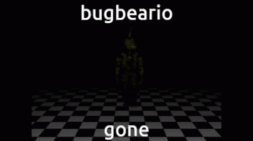 A Picture Of A Cartoon Character With The Words Bugbeario Gone GIF