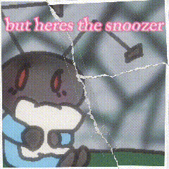 A Picture Of A Cartoon Character With The Words But Heres The Snooze Written On It GIF