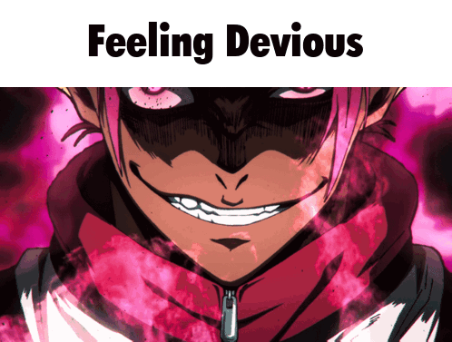 A Picture Of A Cartoon Character With The Words Feeling Devious Below It GIF