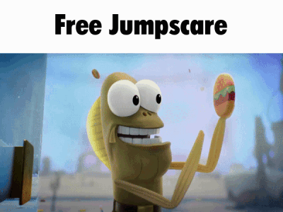 A Picture Of A Cartoon Character With The Words Free Jumpscare On The Top GIF