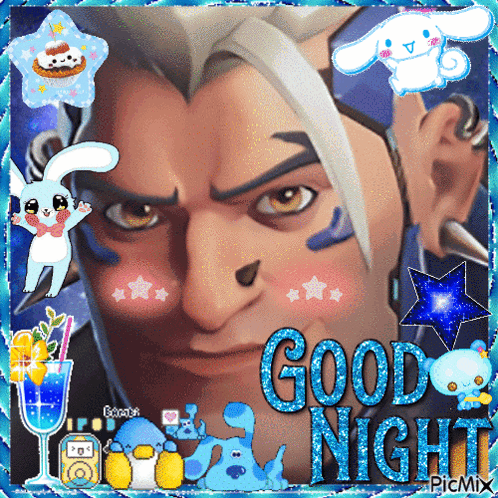 A Picture Of A Cartoon Character With The Words " Good Night " On It GIF