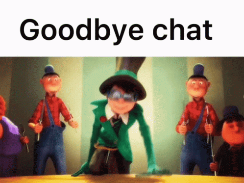 A Picture Of A Cartoon Character With The Words Goodbye Chat GIF