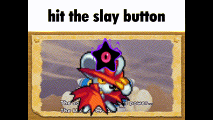 A Picture Of A Cartoon Character With The Words Hit The Slay Button GIF