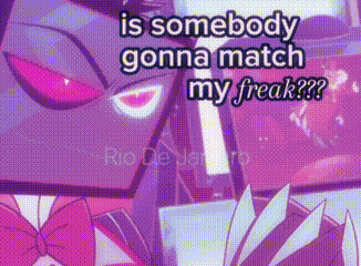 A Picture Of A Cartoon Character With The Words `` Is Somebody Gonna Match My Freak ? '' GIF